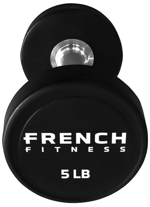 French Fitness Urethane Round Pro Style Dumbbell V2 5 lbs - Single