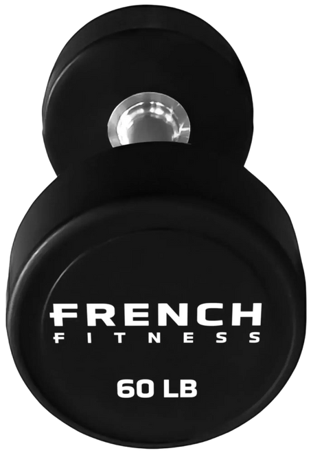 French Fitness Urethane Round Pro Style Dumbbell V2 60 lbs - Single