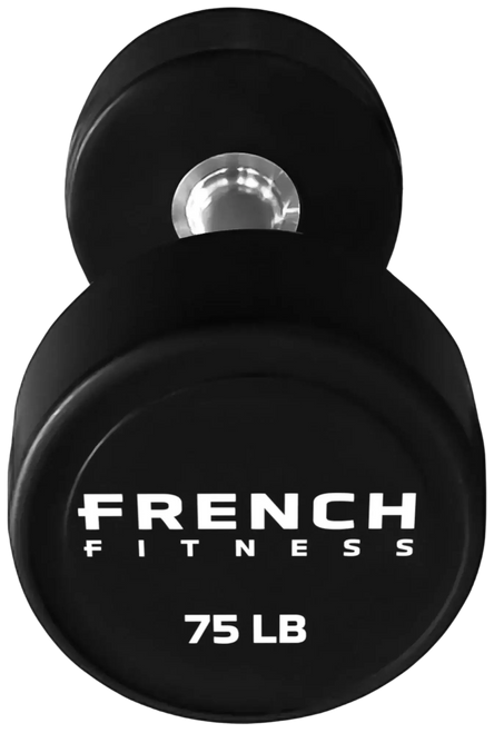 French Fitness Urethane Round Pro Style Dumbbell V2 75 lbs - Single