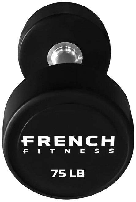 French Fitness Urethane Round Pro Style Dumbbell V2 75 lbs - Single