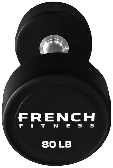 French Fitness Urethane Round Pro Style Dumbbell V2 80 lbs - Single