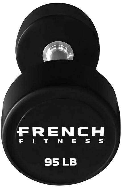 French Fitness Urethane Round Pro Style Dumbbell V2 95 lbs - Single