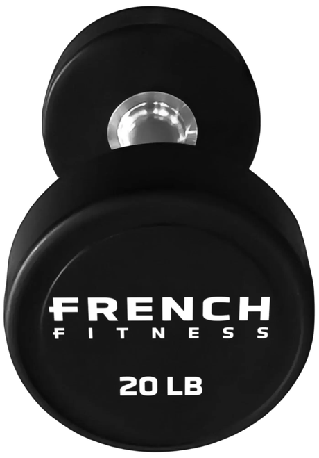 French Fitness Urethane Round Pro Style Dumbbell V2 20 lbs - Single
