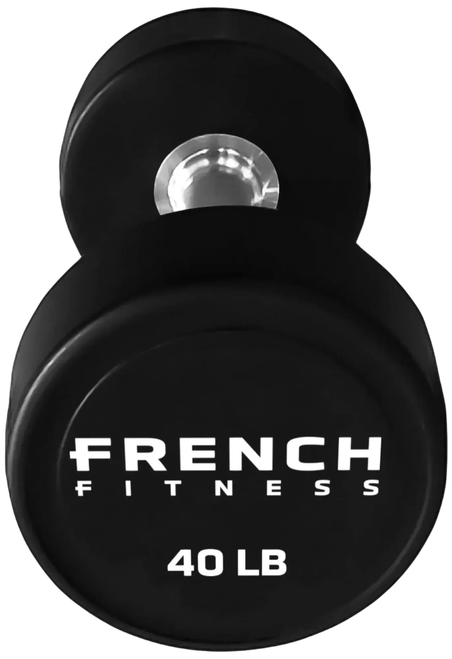 French Fitness Urethane Round Pro Style Dumbbell V2 40 lbs - Single