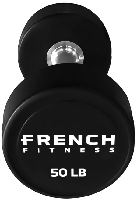 French Fitness Urethane Round Pro Style Dumbbell V2 50 lbs - Single