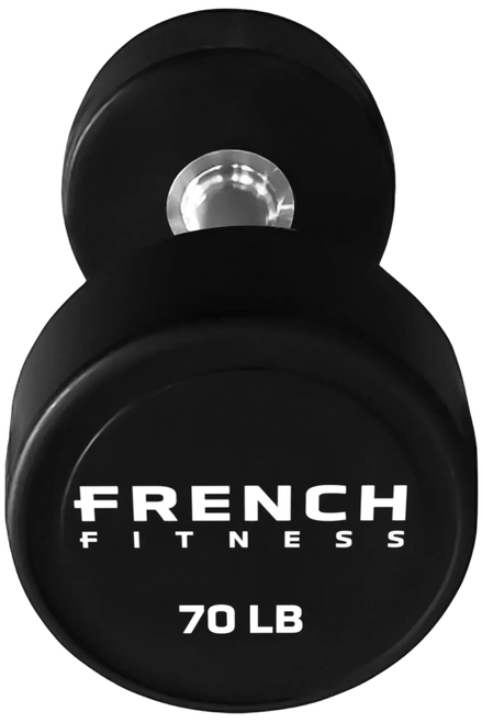 French Fitness Urethane Round Pro Style Dumbbell V2 70 lbs - Single
