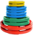 French Fitness Colored Rubber Grip Olympic Plate Set 190 lbs