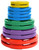 French Fitness Colored Rubber Grip Weight Plate Set w/7 ft Bar 305 lbs + Rack + Bench