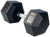 French Fitness Rubber Coated Hex Dumbbell 60 lbs - Single