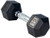 French Fitness Rubber Coated Hex Dumbbell Set 2.5-25 lbs - 10 Pair 