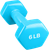 French Fitness Colorful Hex Vinyl Dumbbell 6 lbs - Single