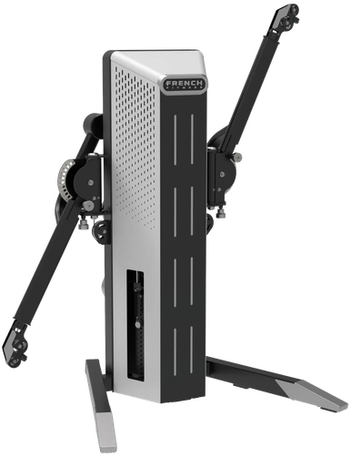 French Fitness Phoenix Dual Cable Cross Silver gym machine with dual adjustable cable pulleys.