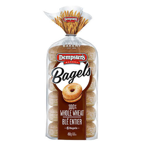 Dempster’s 100% Whole Wheat Bagels 2 packs of 6