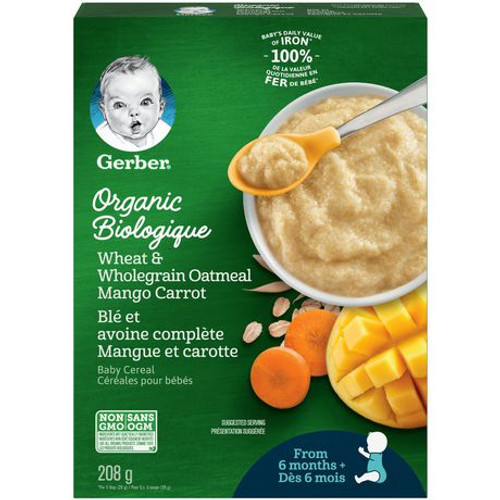 GERBER Organic Wheat & Wholegrain Oat Mango Carrot  208g