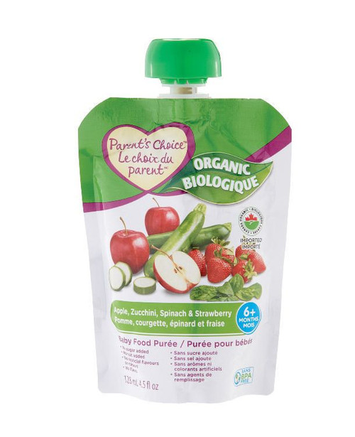 PC Organic Apple, Spinach, Zucchini & Strawberry Pur_e 128 mL