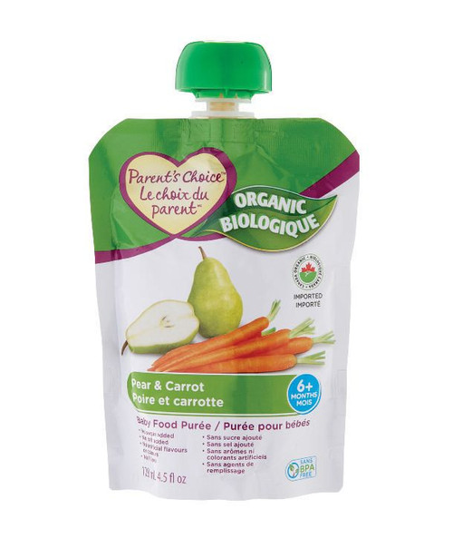 Parent's Choice Organic Pear, Kale, Green Peas, Acerola & Quinoa Baby Food  Purée, 128 mL 