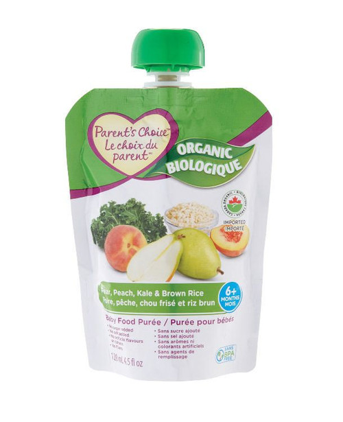 PC Organic Pear, Peach, Kale & Brown Rice Pur_e 128mL