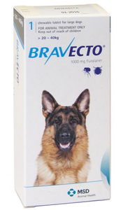 Bravecto for Dogs 44-88 lbs (20-40 kg) - Blue - 1 Tablet (3 months) -   - Online Pet Supplies Store