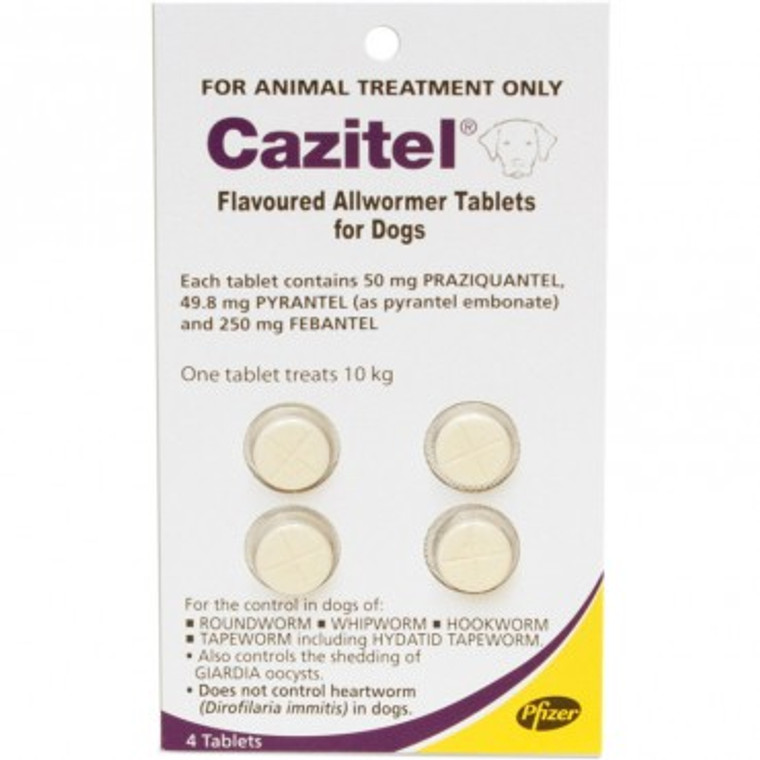 Cazitel Allwormer Tablets for Dogs up to 22 lbs (up to 10 kgs) - 4 Pack