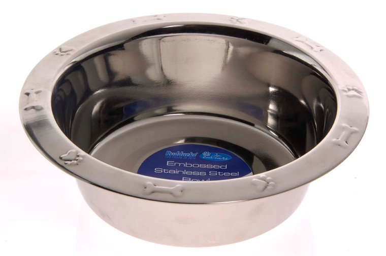 Embossed Stainless Steel Dog Bowl - 64oz
