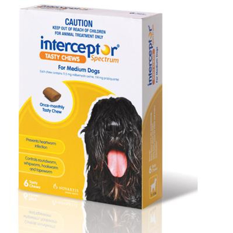 Interceptor Spectrum for Medium Dogs 26-50 lbs (11-22 kgs) - 6 Pack - Yellow