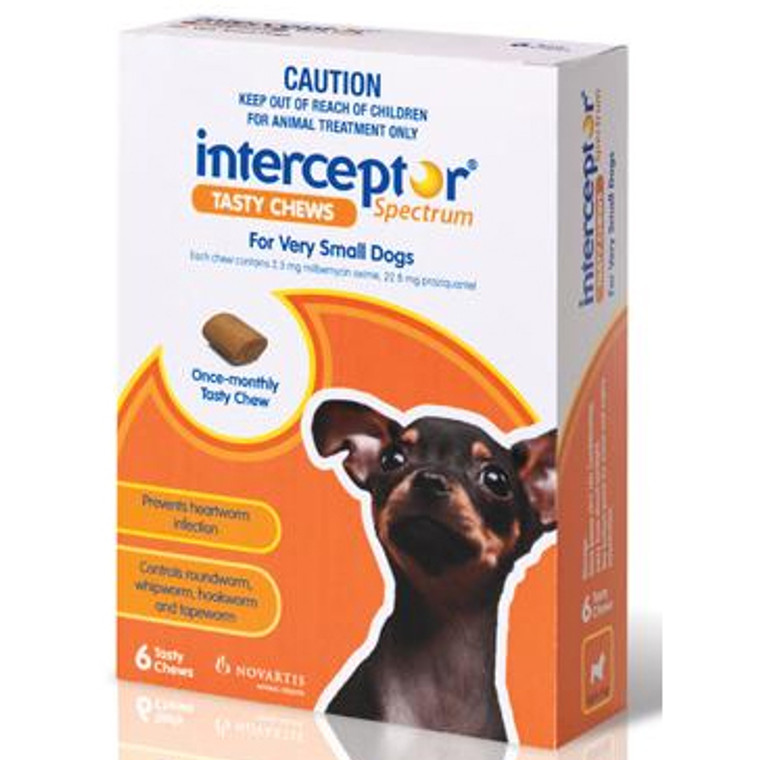 Interceptor Spectrum for Dogs 2-10 lbs (up to 4 kgs) - 6 Pack - Orange