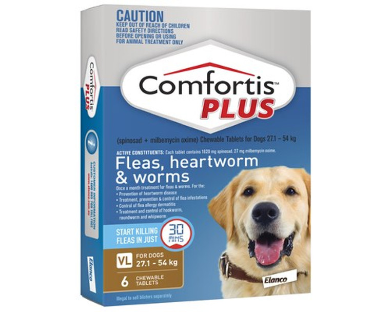 Comfortis PLUS (Panoramis) for Dogs 27.1-54 kgs - Brown - 6 Pack