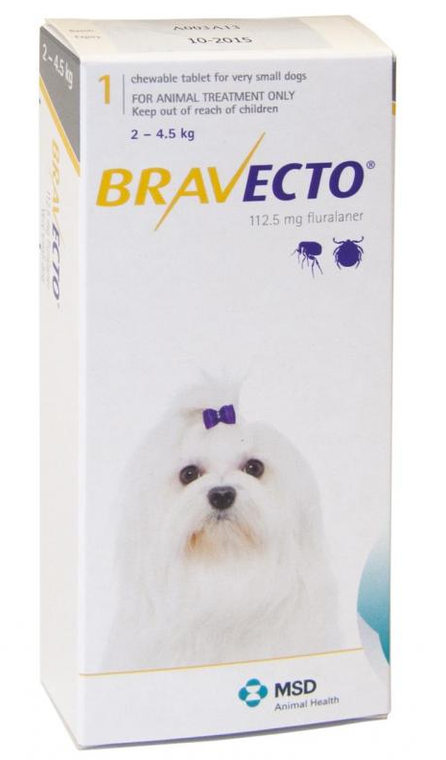 Bravecto 6 Month Supply for dogs 4-10 lbs yellow