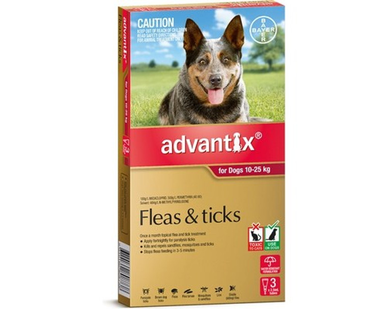 Advantix for Dogs 10-25 kgs (21-55 lbs) - Red - 3 Pack