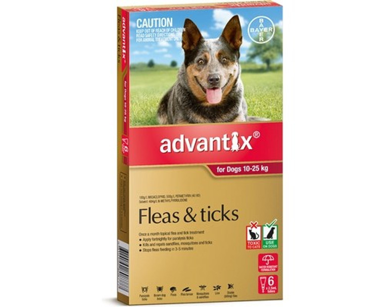 Advantix for Dogs 10-25 kgs (21-55 lbs) - Red - 12 Pack