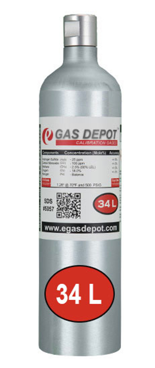 34 Liter-Hydrogen Sulfide 25 ppm/ Air