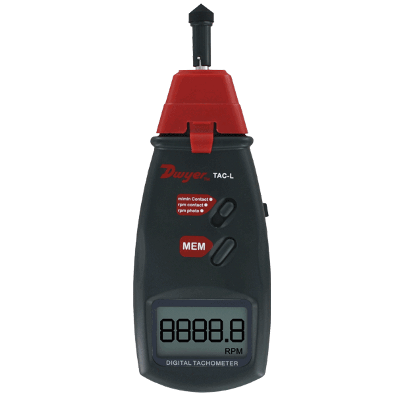 Model TAC-L Portable Digital Tachometer - Contact or Photo Non-Contact Operation, Backlit LCD