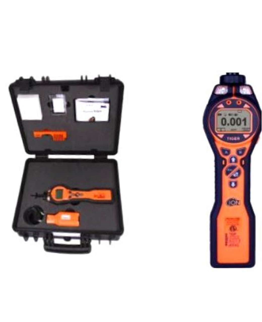 TIGER HANDHELD VOC DETECTOR IN CASE (KIT). *Additional  (secondary) Rechargeable Battery not included. Tiger Kit comes with QTY OF 1 Rechargeable Battery. Additional batteries sold separately. 