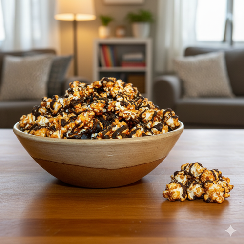 Chocolate Drizzled Popcorn - Dark Caramel