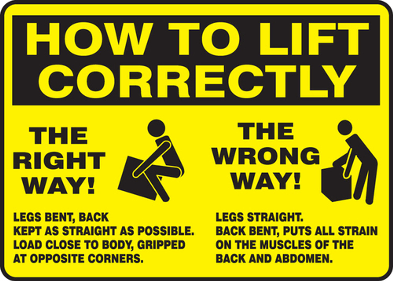 Lifting Signs provide a reminder to employees every day.