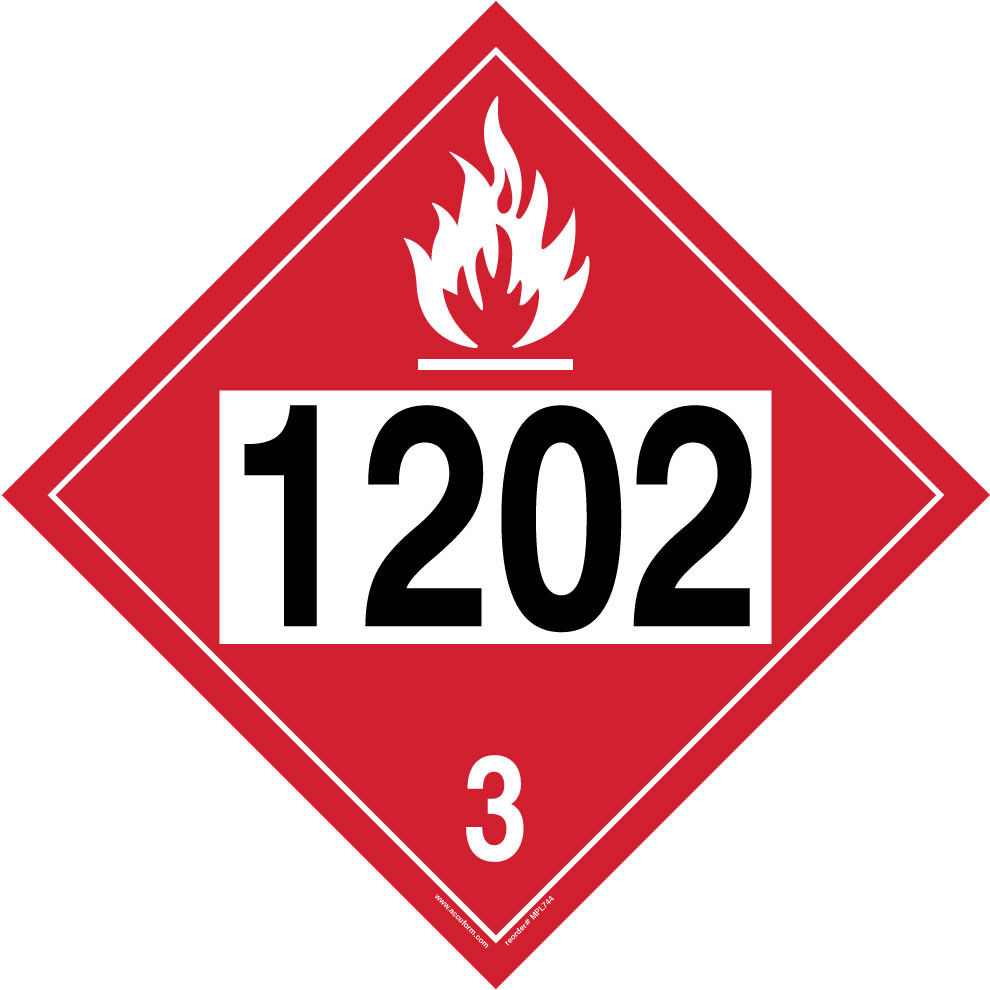 4Digit DOT Placards Hazard Class 3 1202 (Diesel Fuel) 10 3/4" x 10 3/4" Adhesive Vinyl