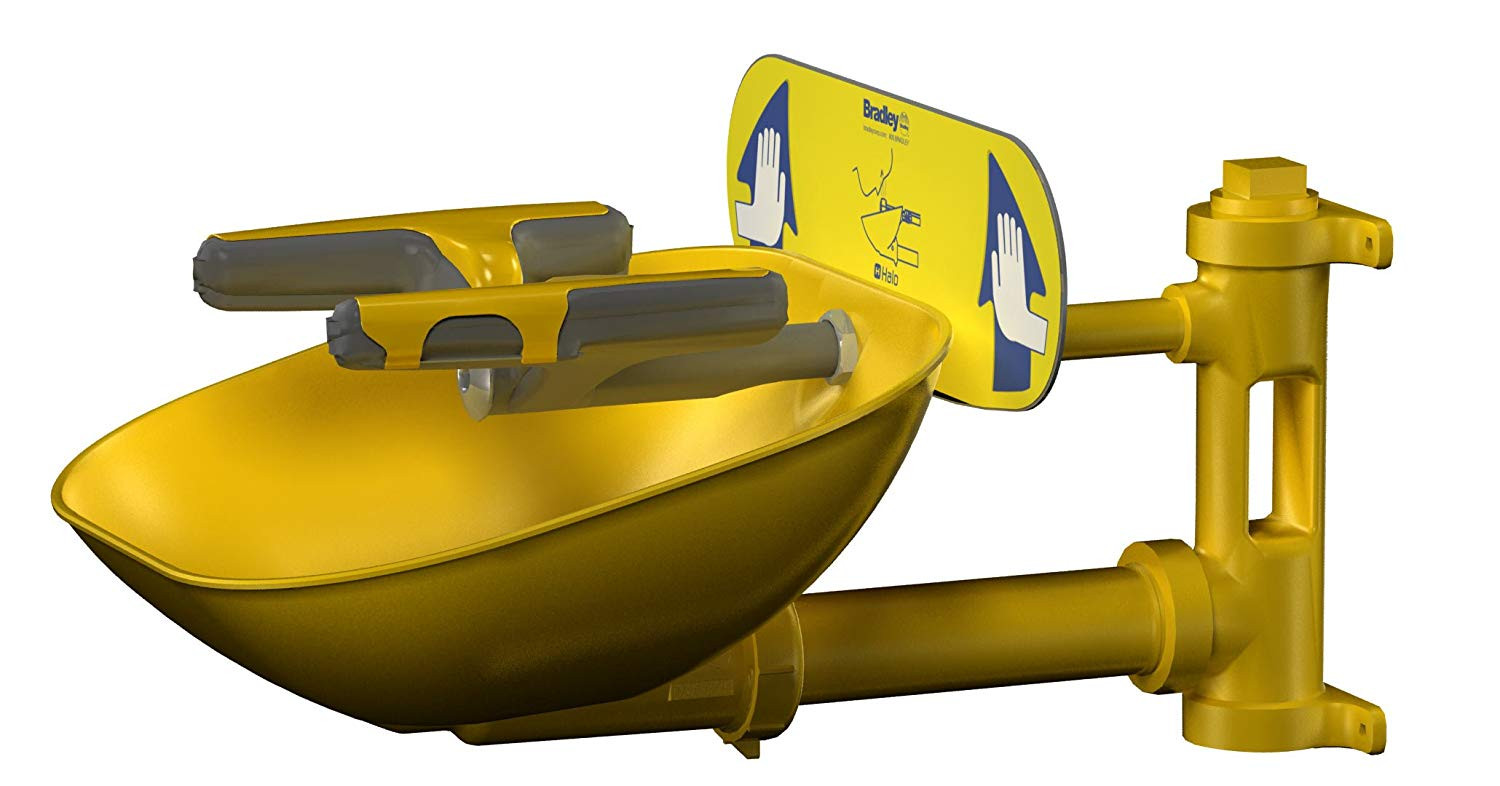 Bradley Eyewash Stations provide eyewash when needed.