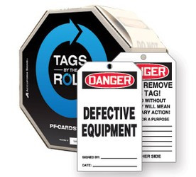 Danger Defective Equipment Safety Tag Tags by the Roll