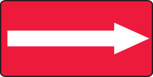 Arrow Graphic (White On Red) - Dura-Plastic - 7'' X 14'' Arrow Graphic (White On Red) - Dura-Plastic - 7'' X 14''