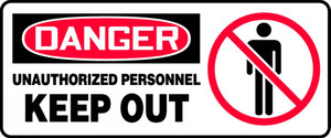 Danger - Unauthorized Personnel Keep Out (W/Graphic) - Adhesive Vinyl - 7'' X 17'' Danger - Unauthorized Personnel Keep Out (W/Graphic) - Adhesive Vinyl - 7'' X 17''