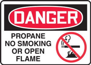 Danger - Propane No Smoking Or Open Flame (W/Graphic) - Plastic - 10'' X 14'' Danger - Propane No Smoking Or Open Flame (W/Graphic) - Plastic - 10'' X 14''