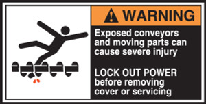 Exposed Conveyors And Moving Parts Can Cause Severe Injury Lock Out Power Before Removing Cover Or Servicing (w/graphic) Exposed Conveyors And Moving Parts Can Cause Severe Injury Lock Out Power Before Removing Cover Or Servicing (w/graphic)