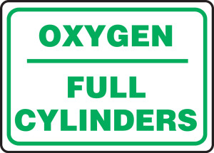 Oxygen Full Cylinders - Adhesive Dura-Vinyl - 10'' X 14'' Oxygen Full Cylinders - Adhesive Dura-Vinyl - 10'' X 14''