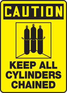 Caution - Keep All Cylinders Chained (W/Graphic) - Dura-Fiberglass - 14'' X 10'' Caution - Keep All Cylinders Chained (W/Graphic) - Dura-Fiberglass - 14'' X 10''