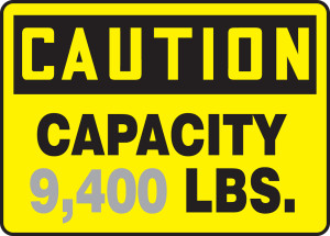 Caution - Capacity ___ Lbs. 1 Caution - Capacity ___ Lbs. 1