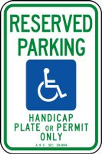 Arizona Handicap Reserved Parking Handicap Plate Or Permit Only Sign Arizona Handicap Reserved Parking Handicap Plate Or Permit Only Sign