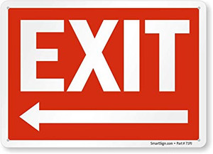 Exit (Arrow Left) - Plastic - 10'' X 14'' Exit (Arrow Left) - Plastic - 10'' X 14''