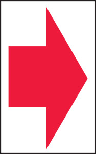 Arrow (Red Arrow On White) - Adhesive Vinyl - 7'' X 5'' Arrow (Red Arrow On White) - Adhesive Vinyl - 7'' X 5''