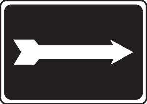 (Arrow - White On Black) - Aluma-Lite - 7'' X 10''