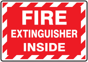 Fire Extinguisher Inside - 3 1/2" x 5" - 5/PK - Adhesive Vinyl Label Fire Extinguisher Inside - 3 1/2" x 5" - 5/PK - Adhesive Vinyl Label
